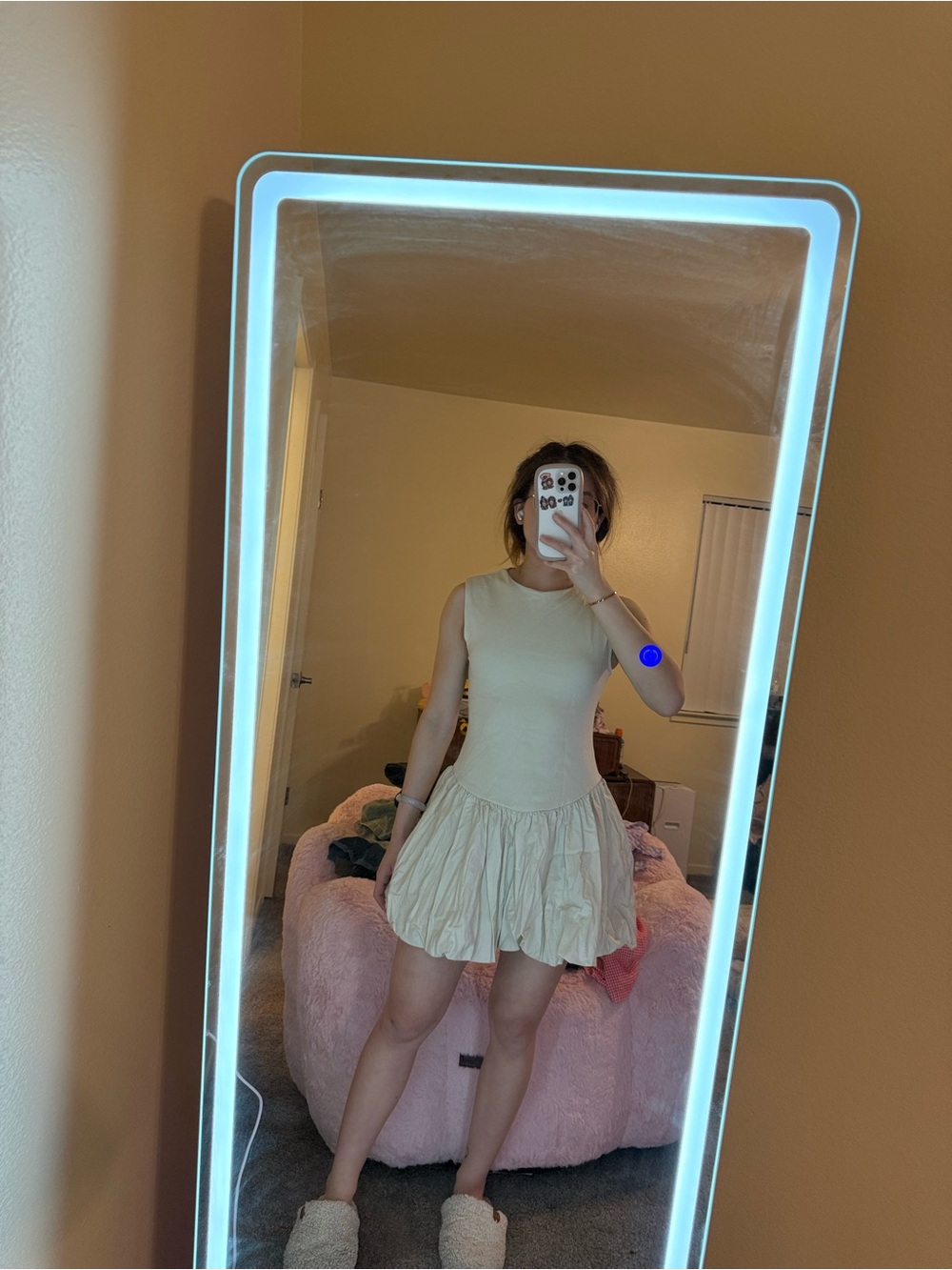 Zara Cream Sleeveless Tiered Mini Dress